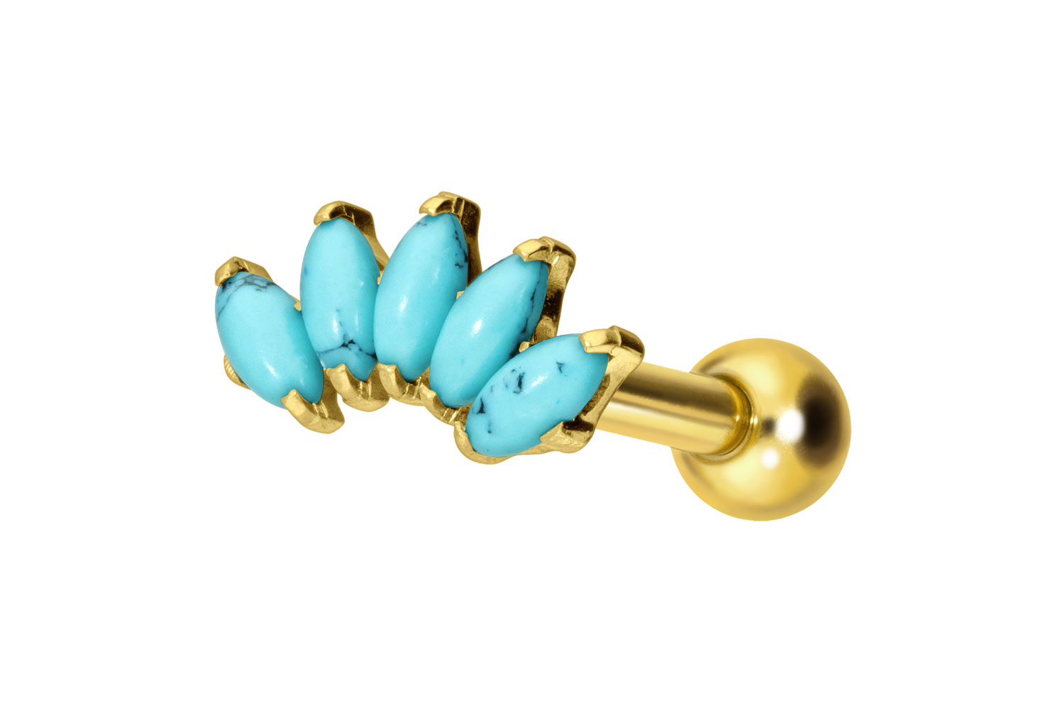 Titan Ohrpiercing mit Innengewinde BOGEN + SYNTHETISCHE TÜRKISE
